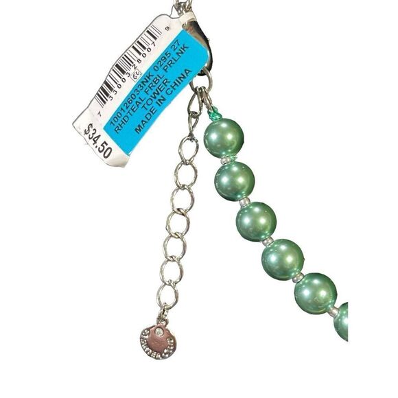 NWT Charter Club silver Tone Pave Fireball & Imitation Pearl Collar Necklace - Picture 5 of 5